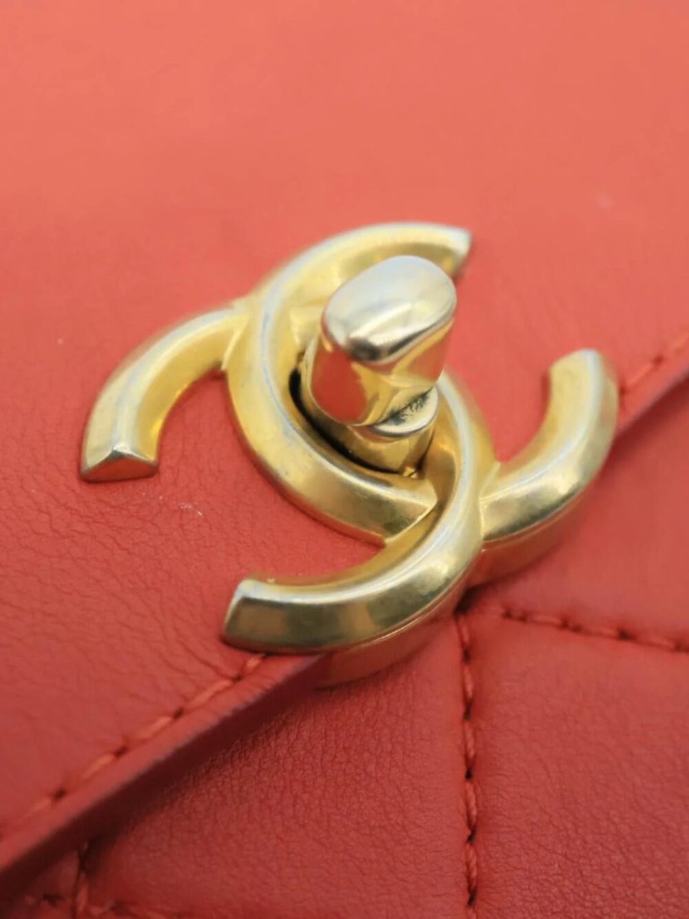 Chanel Multi Pouching Flap Quilted Calfskin Leather Crossbody Bag Orange - Picture 11 of 16